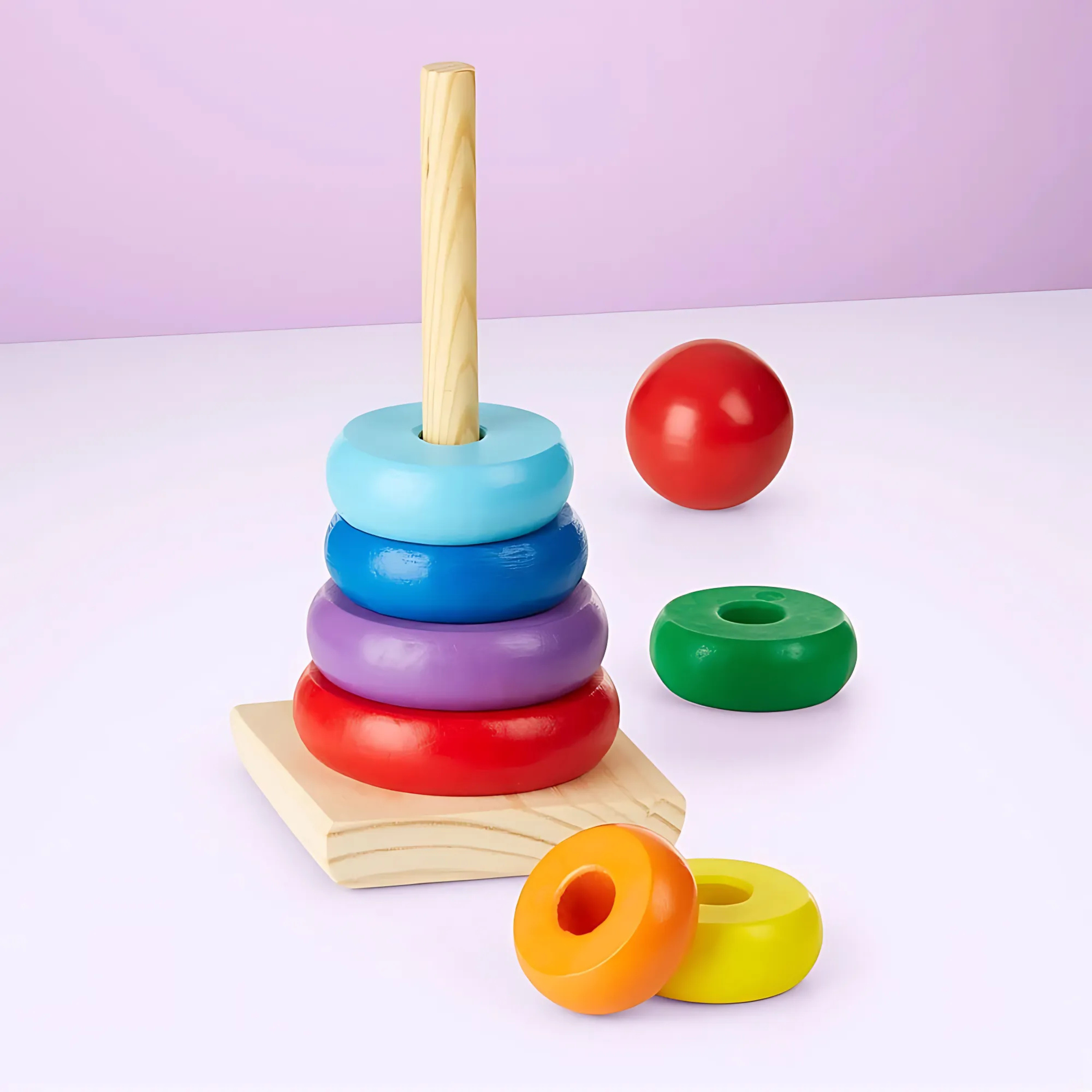 Rainbow Stacker Wooden Ring Educational Toy