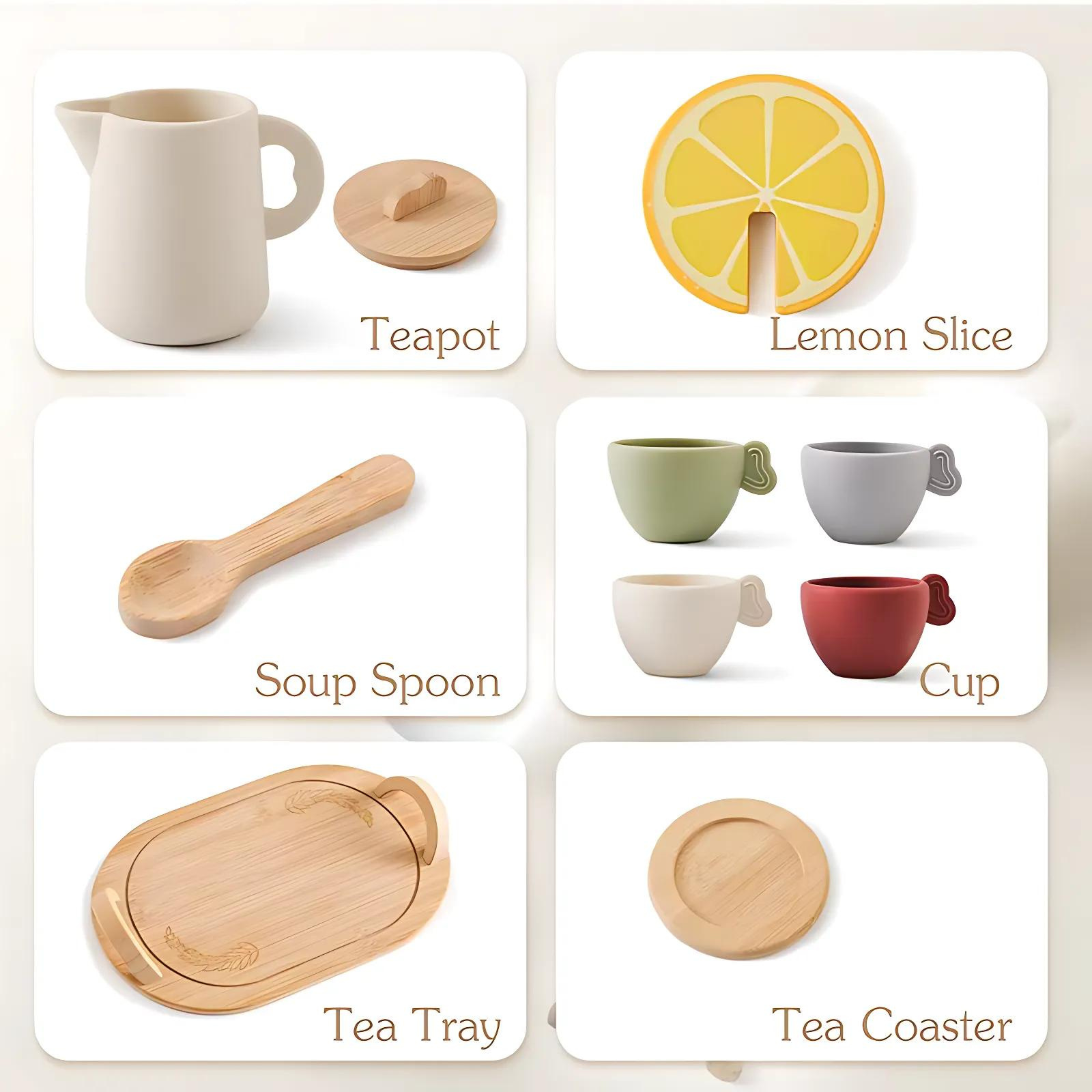 Wooden Montessori Teapot Teacup Simulation Kitchen