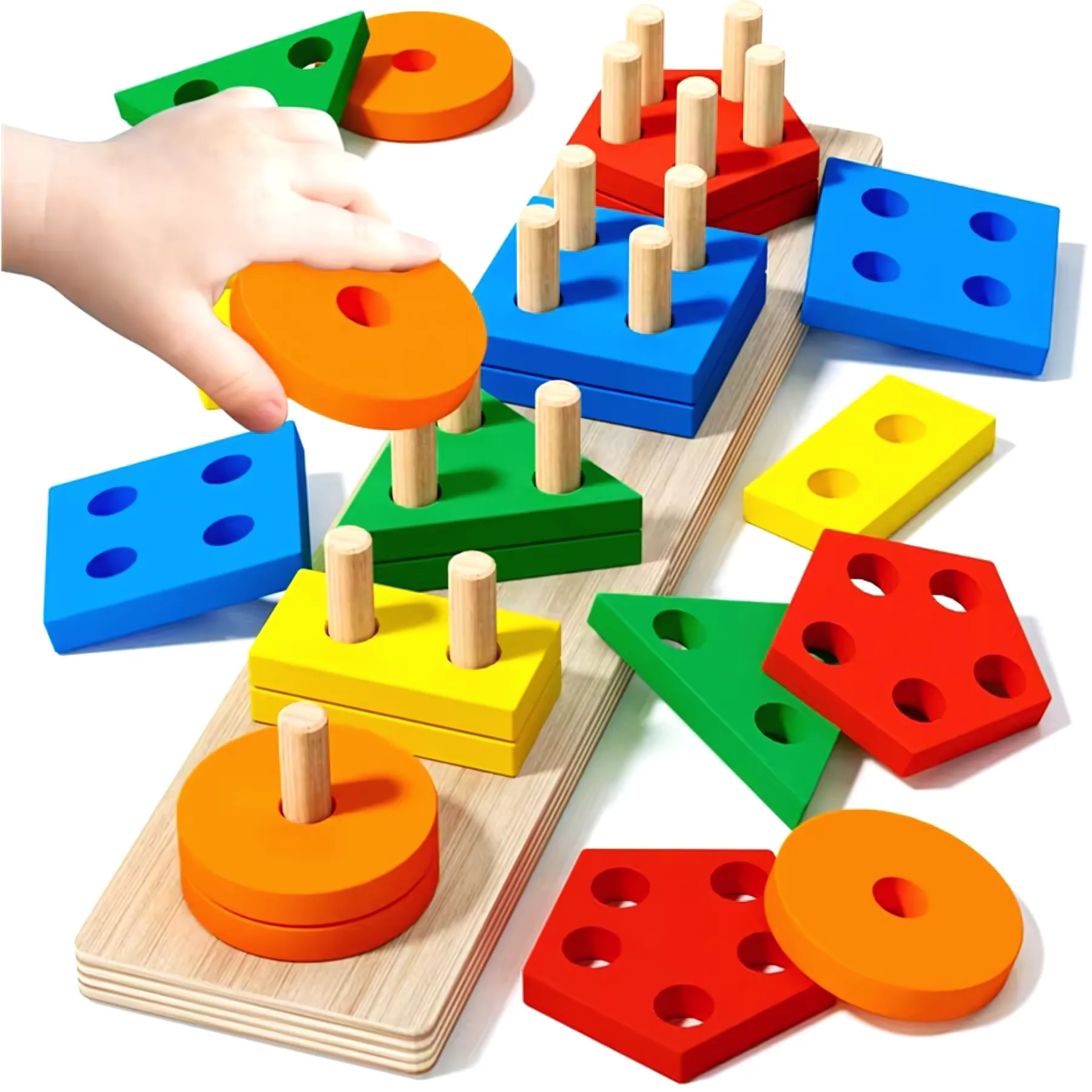 Montessori Wooden Sorting Stacking Toys Puzzle