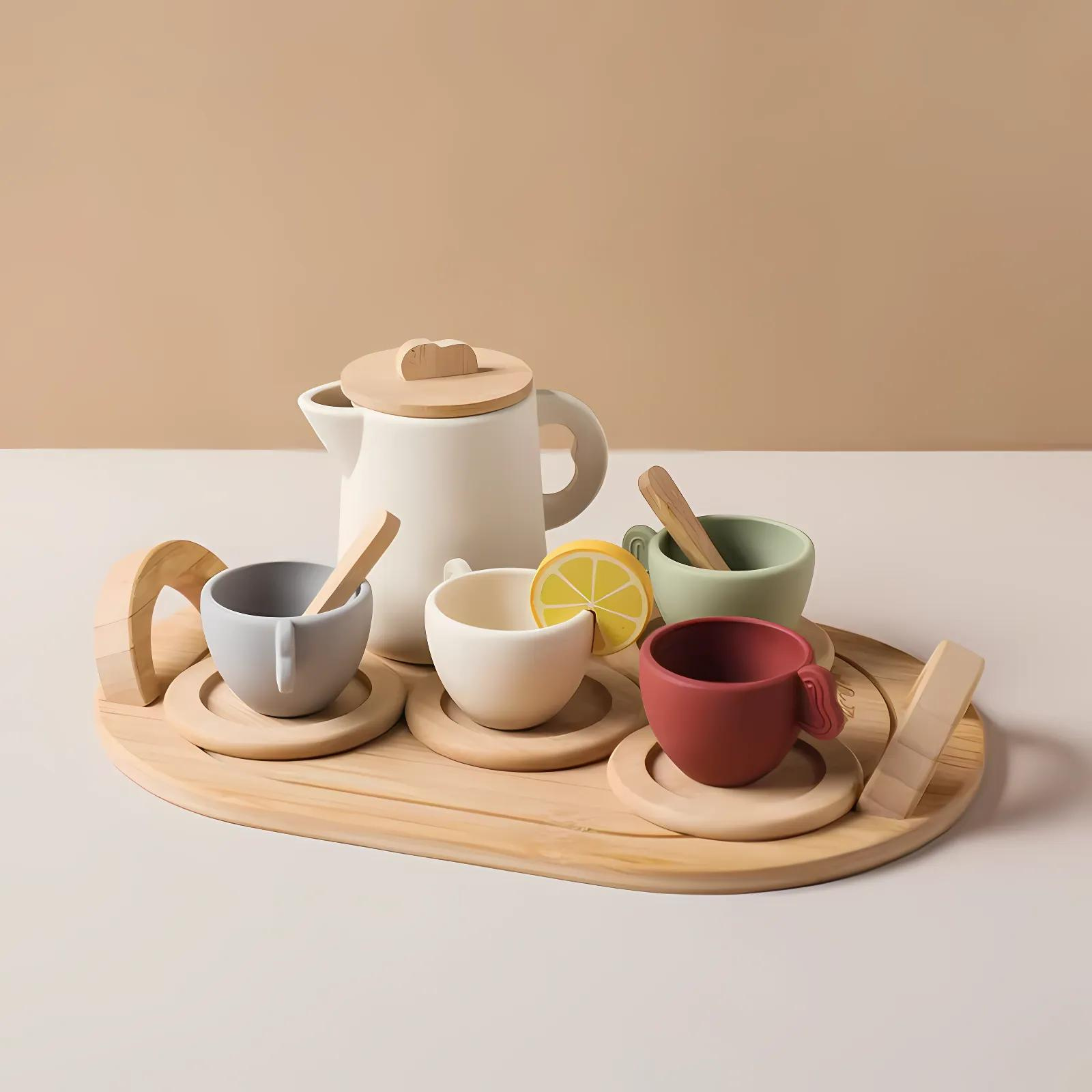 Wooden Montessori Teapot Teacup Simulation Kitchen