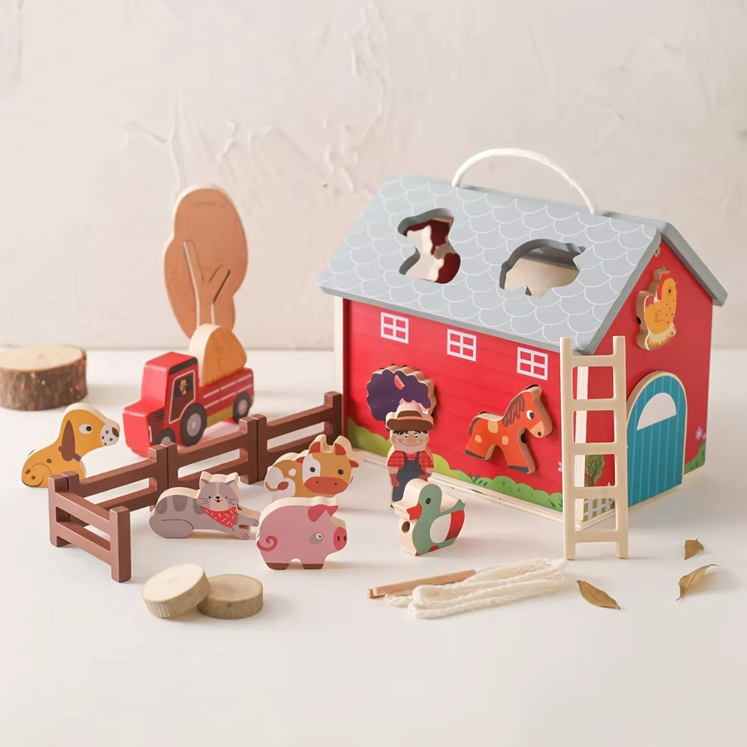 Montessori Toys Wooden Simulated Farm Setting Scene