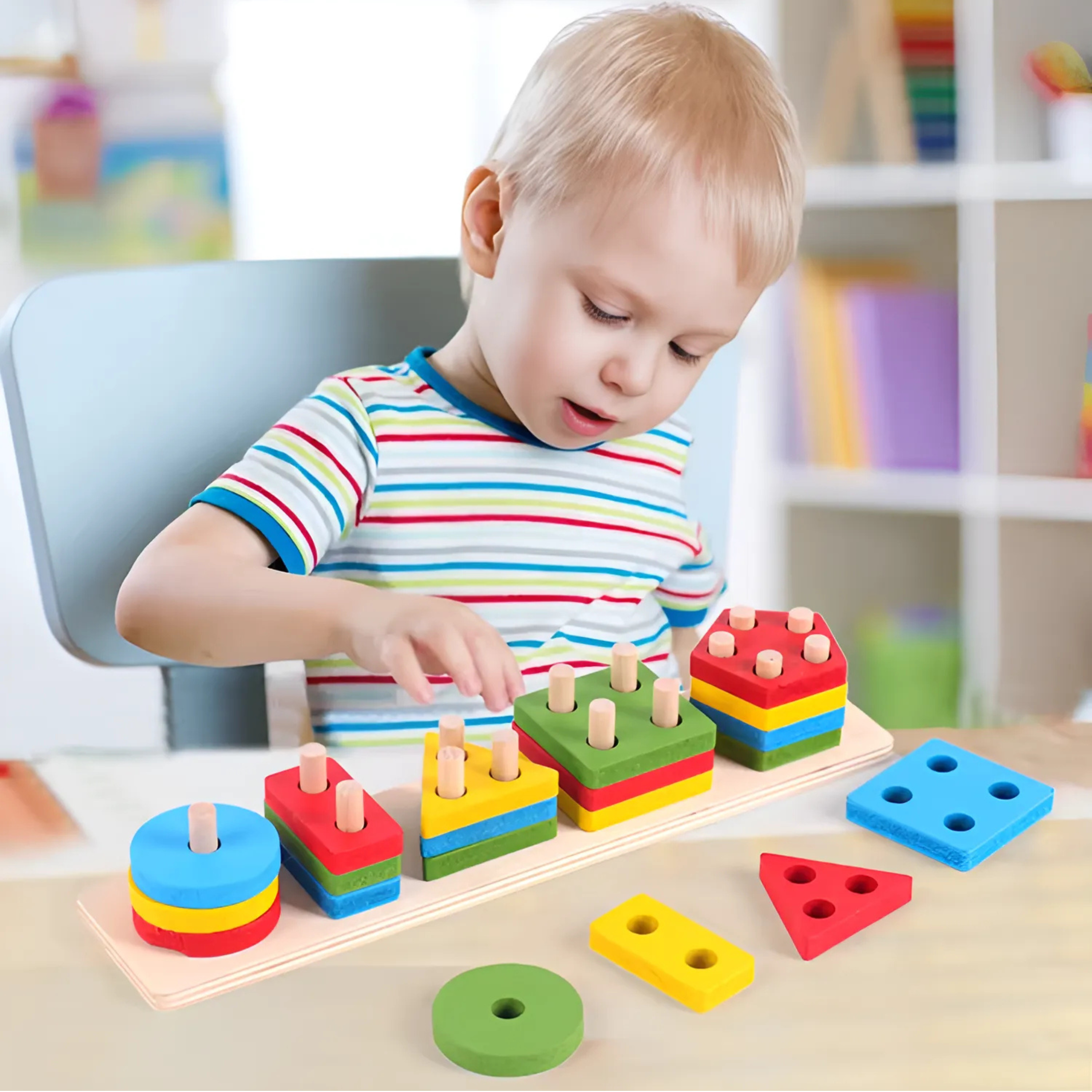 Montessori Wooden Sorting Stacking Toys Puzzle