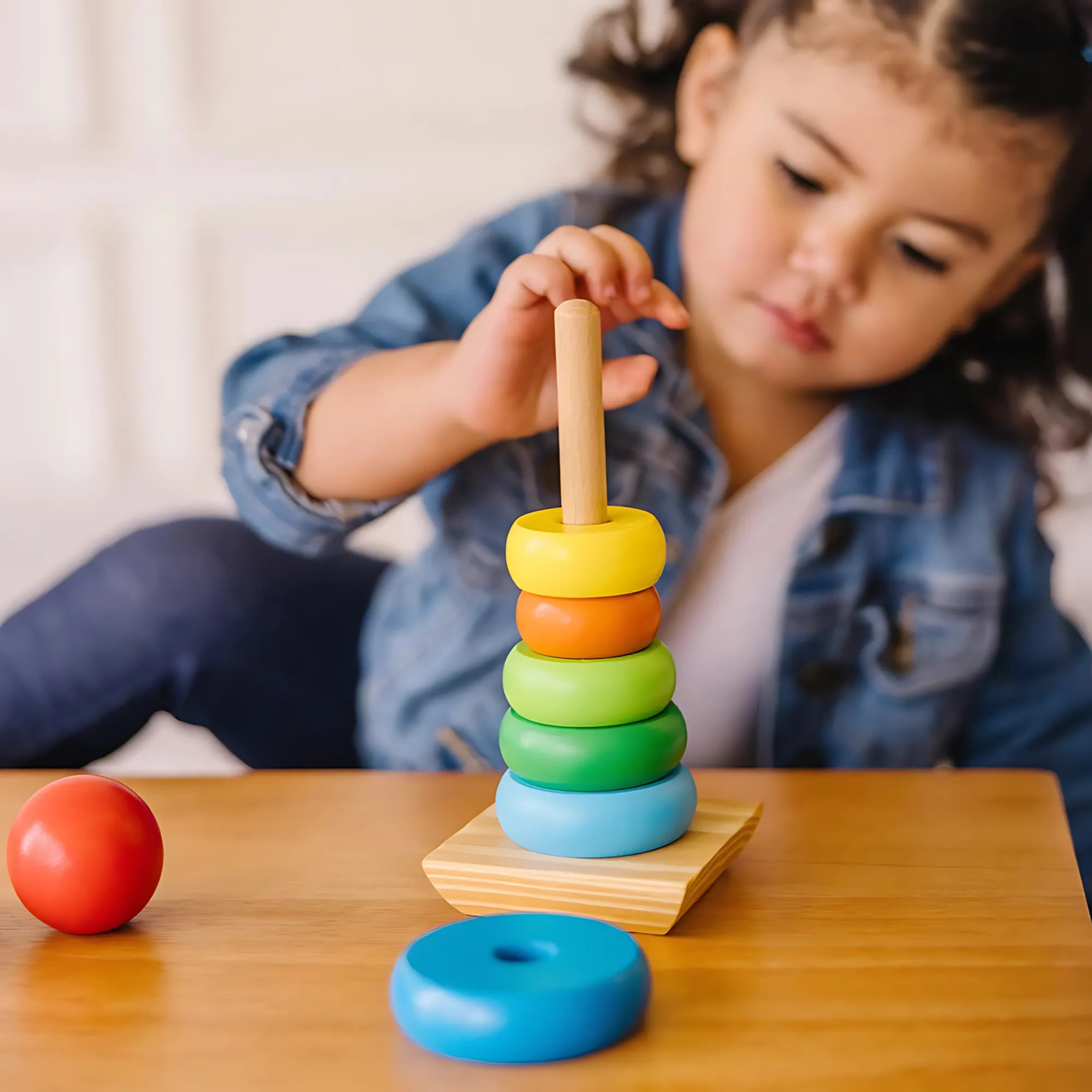 Rainbow Stacker Wooden Ring Educational Toy