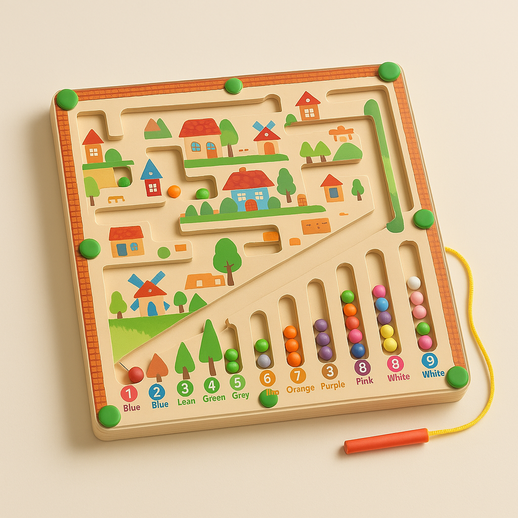 Wooden Magnetic Color and Number Maze Learning